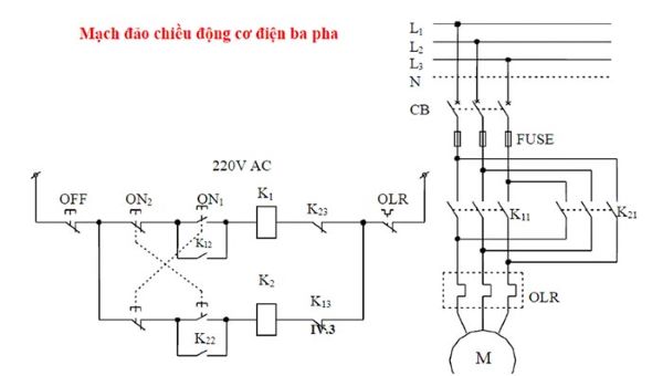 Sơ đồ mạch điện khởi động sao tam giác