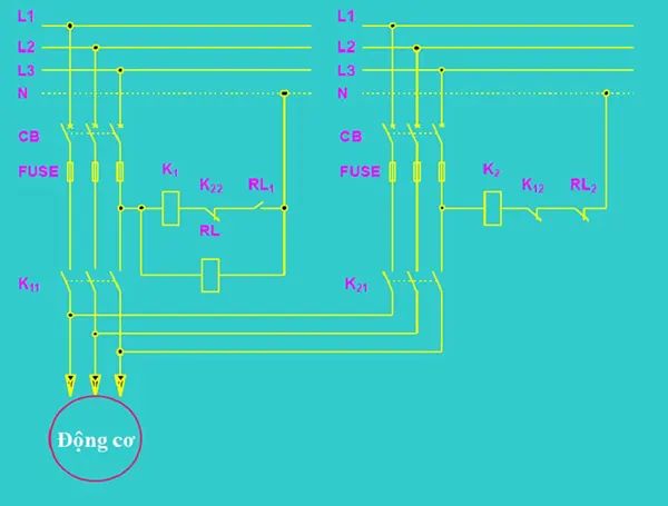 Sơ đồ mạch điện tự động chuyển đổi nguồn điện cho động cơ