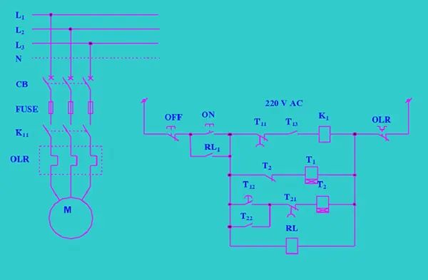 Sơ đồ mạch điều khiển một động cơ chạy tắt luân phiên