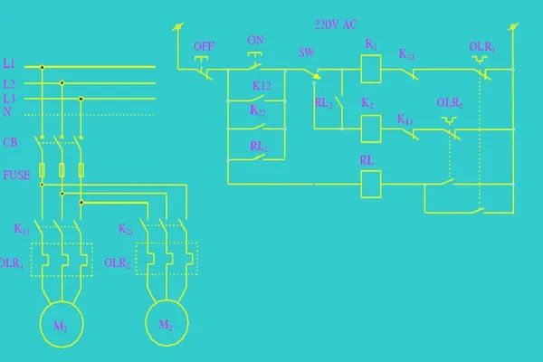 Sơ đồ mạch tự động đóng điện cho động cơ dự phòng