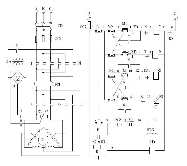 Sơ đồ mạch điều khiển động cơ hai cấp tốc độ kiểu sao - tam giác kép