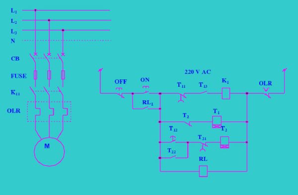 Sơ đồ mạch điều khiển một động cơ chạy tắt luân phiên